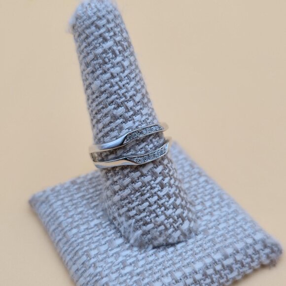 Size 9 Sterling Silver Genuine Diamonds Ring Guard Ring A5110 - Picture 3 of 9